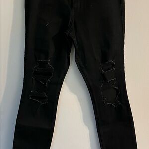 Hollister High-Rise Super Skinny Distressed Jeans in Black